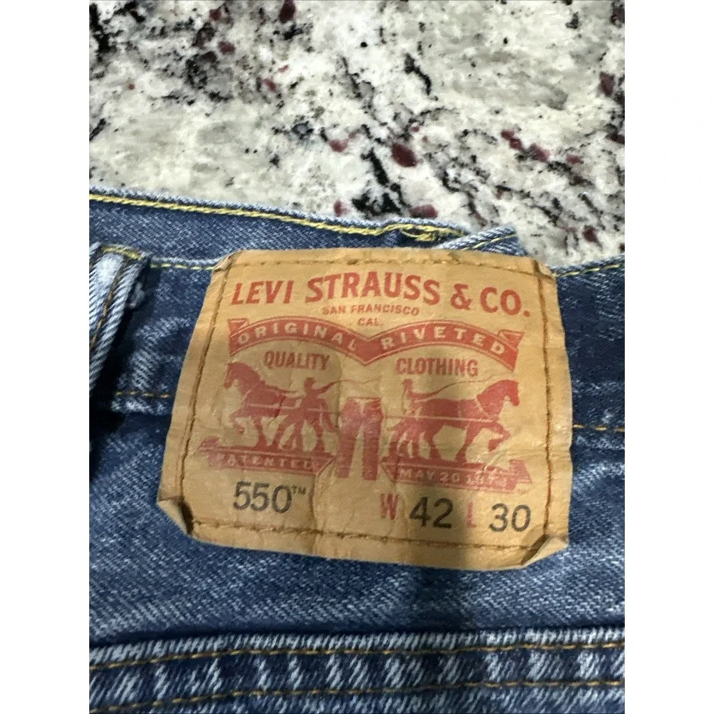 Levi's 550 Men's Relaxed Fit Denim‎ Blank Tag Straights Leg Blue 42 x 30 Jeans